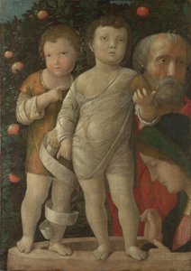 Die Heilige Familie mit dem heiligen Johannes, ca. 1500 von Andrea Mantegna