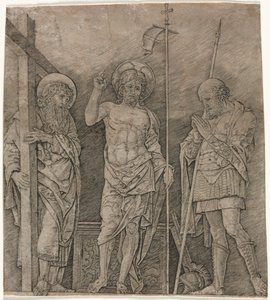 Der auferstandene Christus zwischen St. Andreas und Longinus, frühe 1470er Jahre von Andrea Mantegna