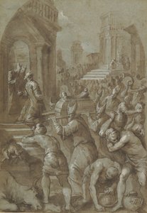 König Salomo sieht die Bundeslade zum Tempel gebracht, 1604 von Andrea Michieli