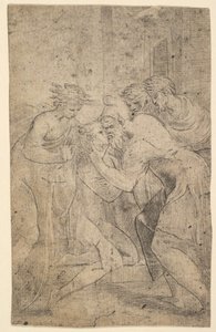 Die Rückkehr des verlorenen Sohnes, der zu den Füßen seines Vaters fällt, ca. 1536-40 von Andrea Schiavone