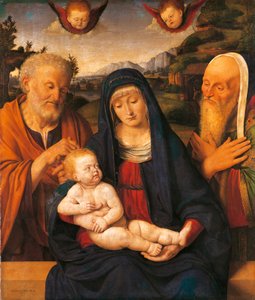 Madonna und Kind mit den Heiligen Joseph und Simeon von Andrea Solario