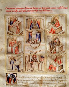 Darstellung der Kirchenväter: Heiliger Johannes, Heiliger Ambrosius von Mailand, Heiliger Hieronymus, Heiliger Gregor der Große und Heiliger Paulus aus 