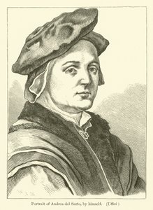 Selbstporträt des italienischen Malers Andrea del Sarto (Gravur) von Andrea del (after) Sarto