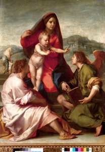Madonna della Scala. Heilige Familie mit einem Engel von Andrea del Sarto