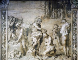 Johannes der Täufer tauft die Menge von Andrea del Sarto