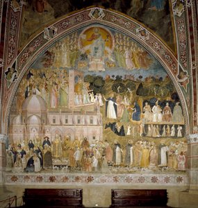 Triumph der katholischen Kirche und des Dominikanerordens. Kapelle der Spanier (Fresko) von Andrea di Bonaiuto (fl.1343 77)