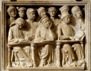 Grabbogen von Bartolomeo da Saliceto: Studenten besuchen einen Kurs (Skulptur)