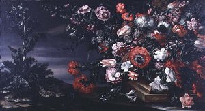 Stillleben mit Blumen in einer Steinvase von Andrea the Elder Scacciati