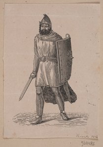 Gehender Krieger mit Schild