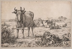 Landschaft mit Kühen von Andreas Peter Madsen