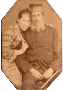 Porträt des Dichters Jakow Petrowitsch Polonski (1820-1898) mit Tochter Natalia von Andrei Osipovich Karelin