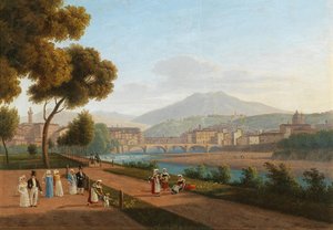 Florenz, Ansicht der Ponte Vecchio, 1826