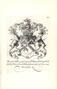 Wappen und Wappenschild von Lord Edward Henry Rich, 7. Earl of Warwick und Holland, Baron Rich von Leeze und Kensington