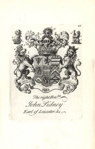 Wappen und Wappenschild des ehrenwerten Jocelyn Sidney, 7. Earl of Leicester