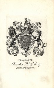 Wappen und Kamm des hochadligen Charles FitzRoy, 2. Herzog von Grafton