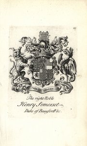 Wappen und Wappenschild des hochadligen Henry Somerset, 2. Herzog von Beaufort