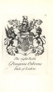 Wappen und Wappenschild des hochadligen Peregrine Osborne, 2. Herzog von Leeds