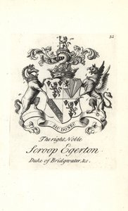 Wappen und Wappenschild des hochadligen Scroop Egerton