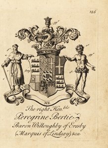 Wappen des hochverehrten Peregrine Bertie, Baron Willoughby of Eresby, Marquis of Lindsay, 2. Duke of Ancaster and Kesteven