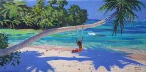 Mädchen auf einer Schaukel, Seychellen, 2015
