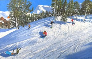 Schlittenfahren und Skifahren, Les Arcs, Frankreich, 2023