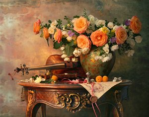 Romantische Rosen und Violine von Andrey Morozov