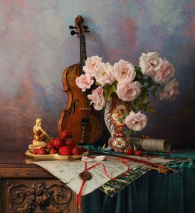 Romantisches Violine Stillleben