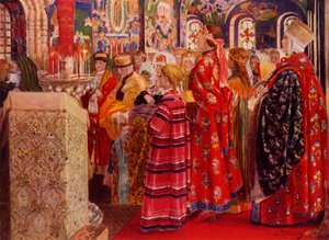 Russische Frauen des 17. Jahrhunderts in der Kirche, 1899, 1965