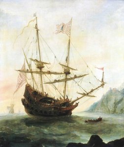 Die Santa Maria vor Anker von Andries van Eertvelt