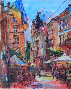 Lebhafte ukrainische Straße