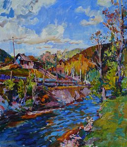Lebendiges Bergflussdorf von Andrii Kutsachenko