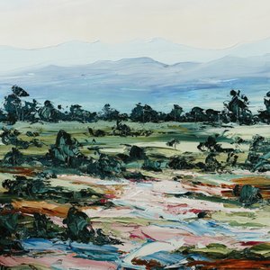 Bunte Berglandschaft von Angela Hawkey