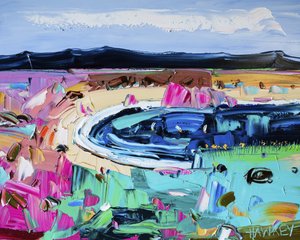 Lebhafte abstrakte Landschaft von Angela Hawkey