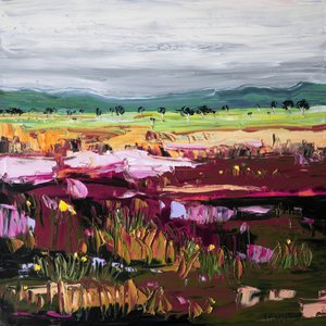 Lebendige Abstrakte Landschaft von Angela Hawkey
