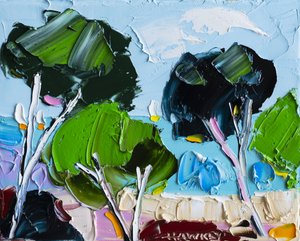 Lebhafte Impasto Landschaft von Angela Hawkey