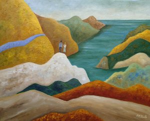 Paar mit Blick auf Küstenansicht