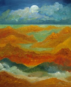 Mondbeschienene Wüstenlandschaft