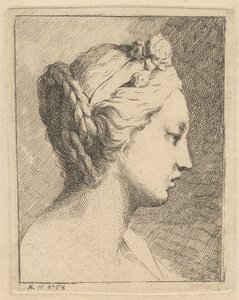 Kopf einer jungen Frau im Profil nach rechts von Angelica Kauffmann
