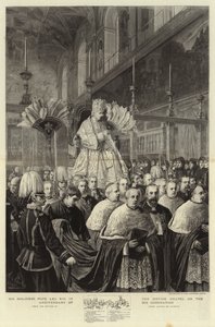 Seine Heiligkeit Papst Leo XIII. in der Sixtinischen Kapelle am Jahrestag seiner Krönung, Gravur