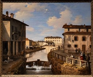 Blick auf den Naviglio-Kanal von der Brücke von St. Mark