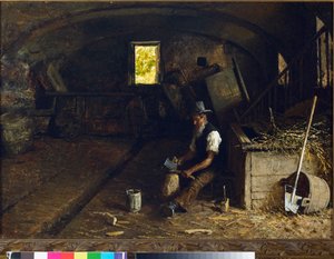 Der Holzspalter, 1881-84 von Angelo Morbelli