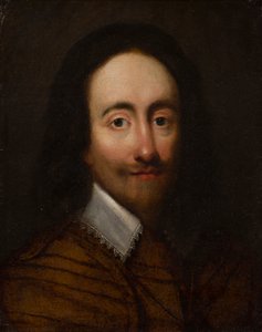 Porträt von König Karl I. (Öl auf vergoldetem Silberleder)