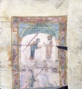 Christus unterweist Petrus in Kapernaum über das Tributgeld, ca. 1000 n. Chr.