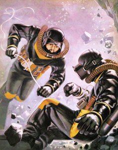 Eine Tauchexpedition unter der Leitung von Kapitän Jacques-Yves Cousteau von Angus McBride