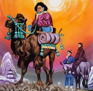 Asiatischer Mann auf einem Kamel von Angus McBride