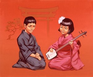Japanische Kinder in ihrer Nationaltracht