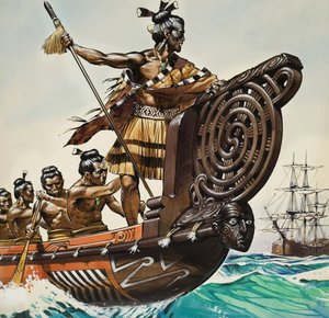 Eingeborene und Captain Cook (1728-79) von Angus McBride