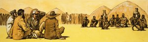 Pioniere verhandeln mit Stammeshäuptlingen in Afrika