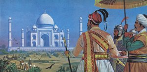 Shan Jahan beobachtet den Bau des Taj Mahal
