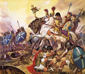 Der Kaiser Konstantin in der Schlacht